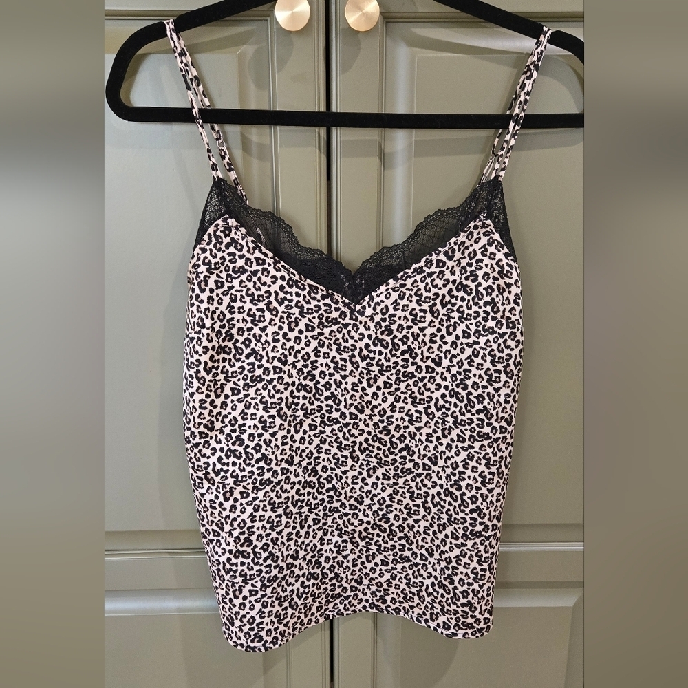 Abercrombie & Fitch satin lace cheetah print camisole top